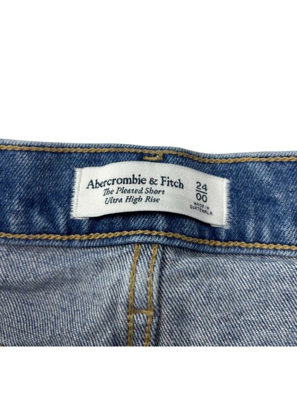 ABERCROMBIE & FITCH The Pleated Short Ultra High Rise Denim Cuffed Size 24 - Picture 3 of 6